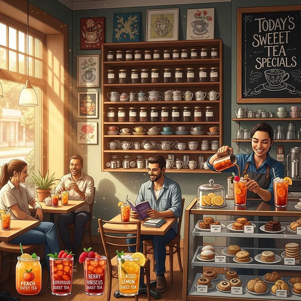 Local tea shop with a variety of sweet tea options and a cozy atmosphere