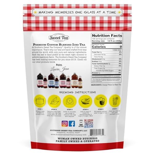 Southern Sweet Tea Company Unsweetened Black Tea Bags, 10 Gallon Size, Orange Pekoe, Family Pack, Zero Calorie, Keto &amp; Paleo Friendly, Bulk Iced Tea Southern Sweet Tea Company