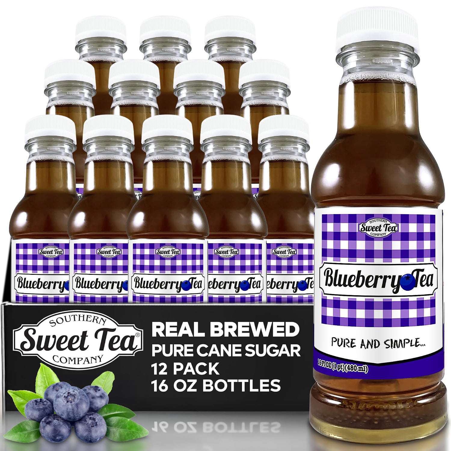 Blueberry Sweet Iced Tea - Real Brewed Black Tea - 12 Pack (16oz)