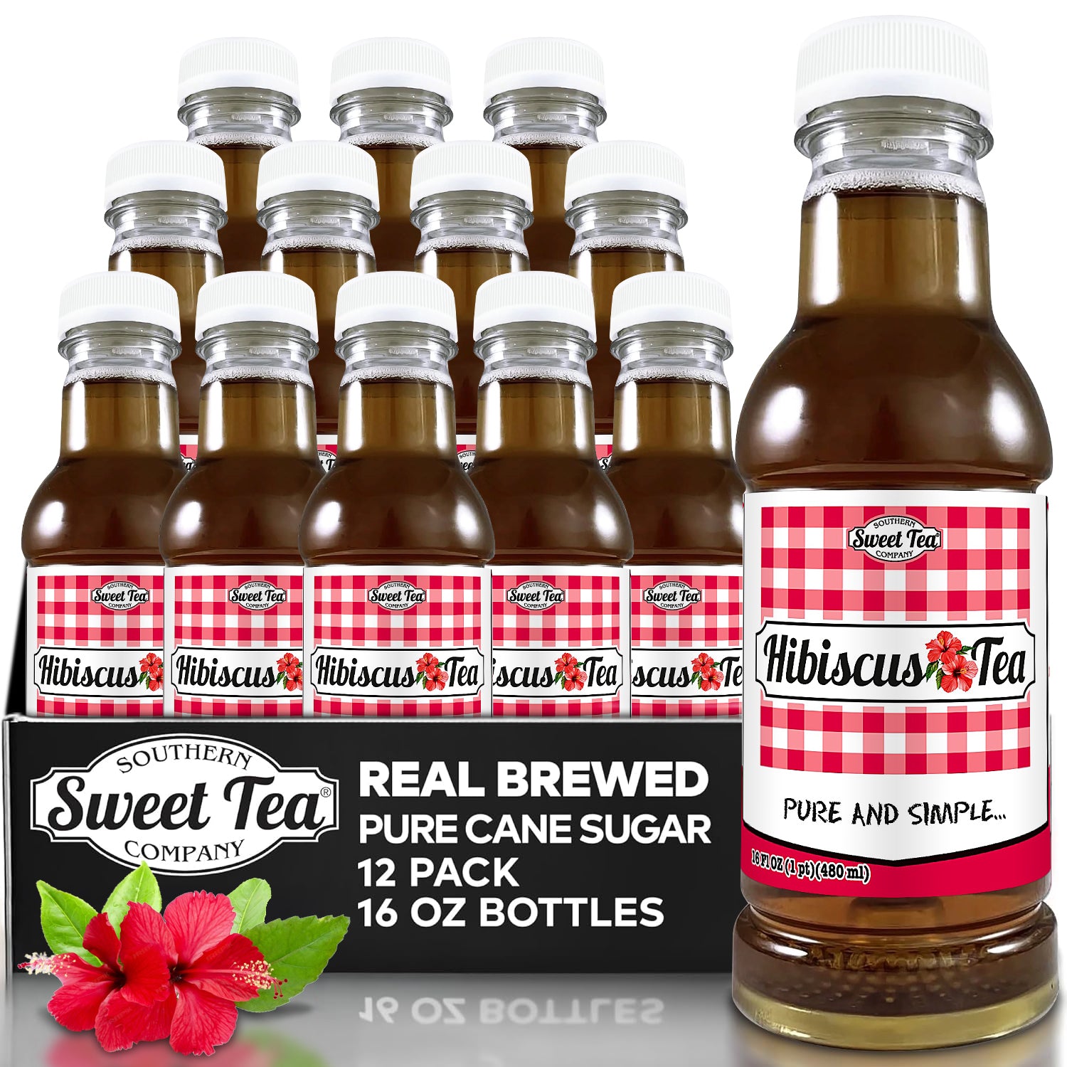 Hibiscus Sweet Iced Tea - Real Brewed Black Tea - 12 Pack (16oz)
