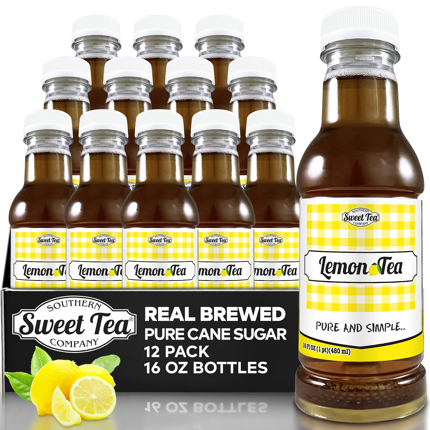 Lemon Sweet Iced Tea - Real Brewed Black Tea - 12 Pack (16oz)