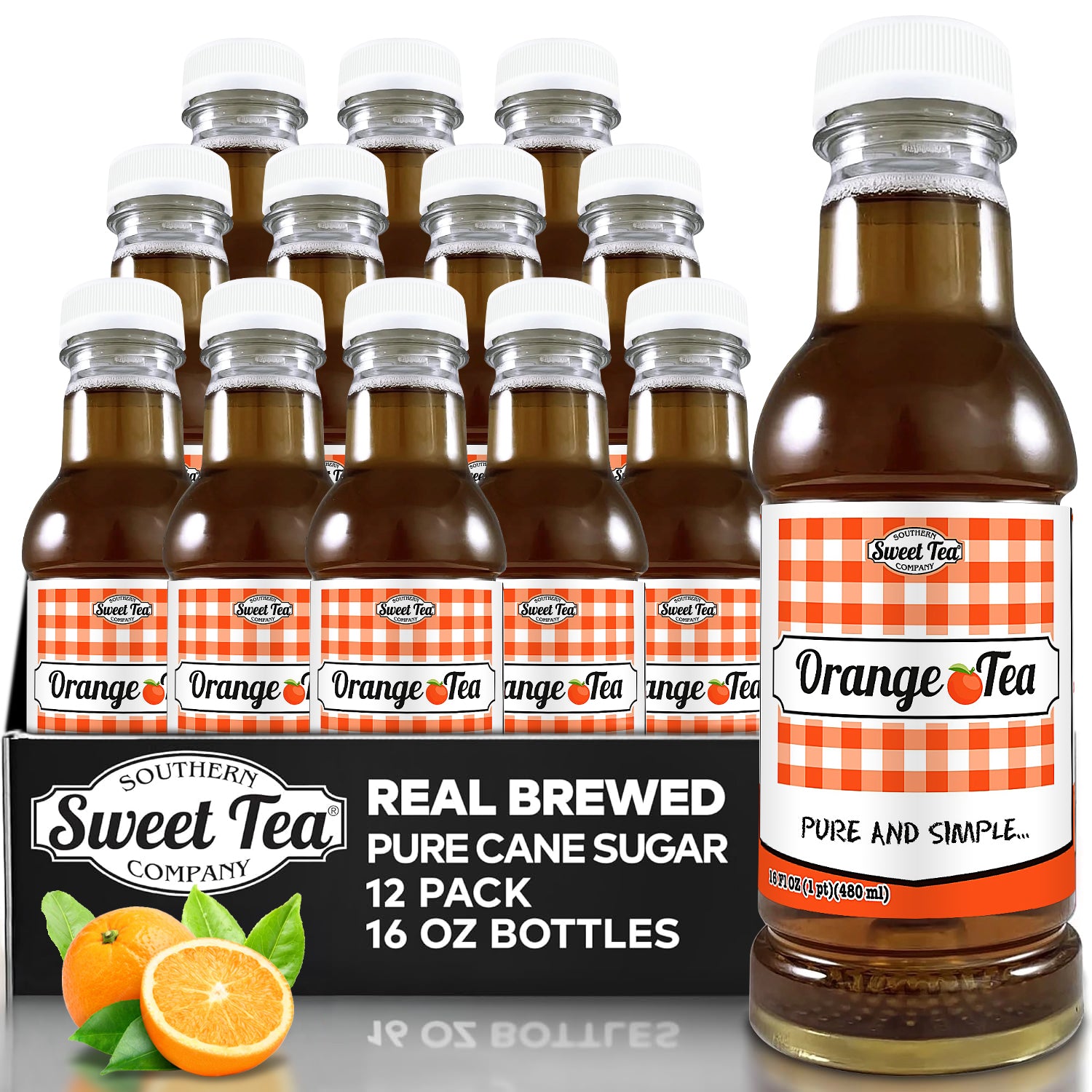 Orange Sweet Iced Tea - Real Brewed Black Tea - 12 Pack (16oz)
