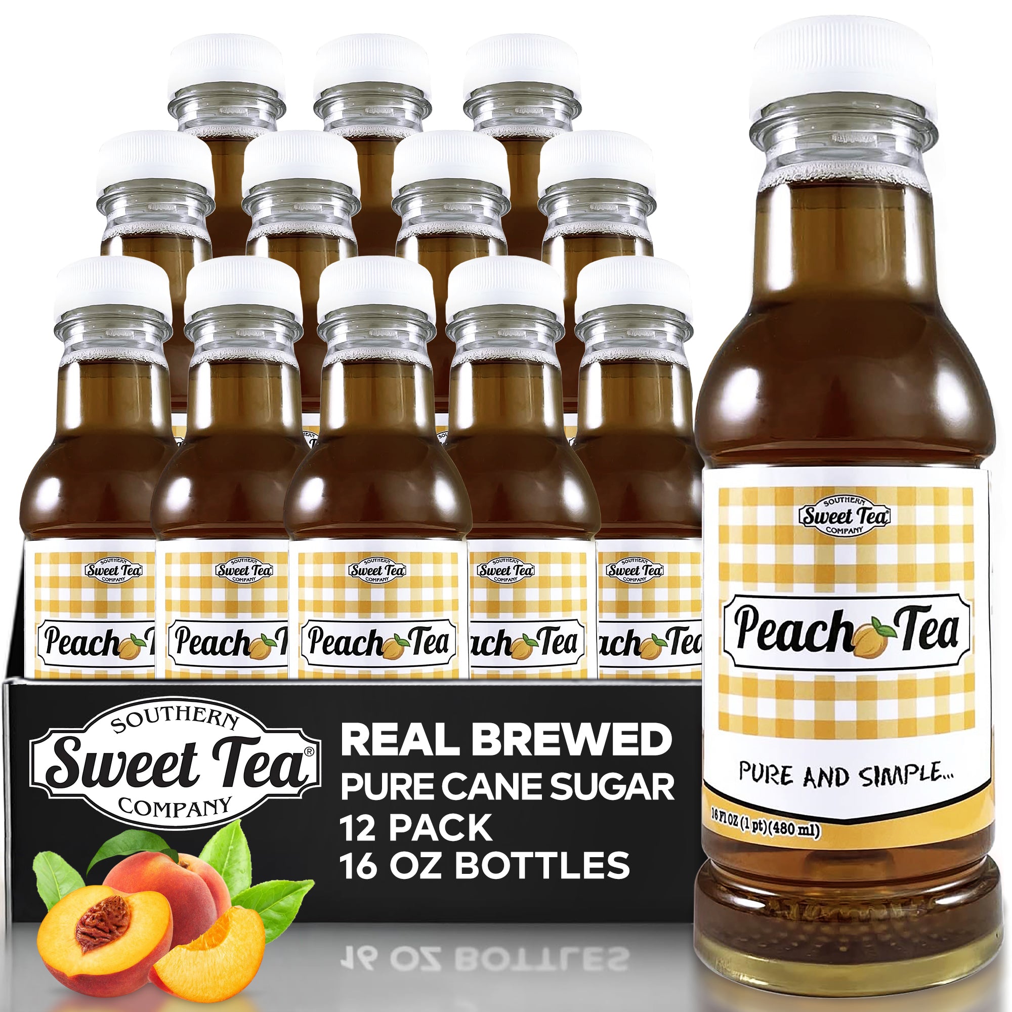 Peach Sweet Iced Tea - Real Brewed Black Tea - 12 Pack (16oz)