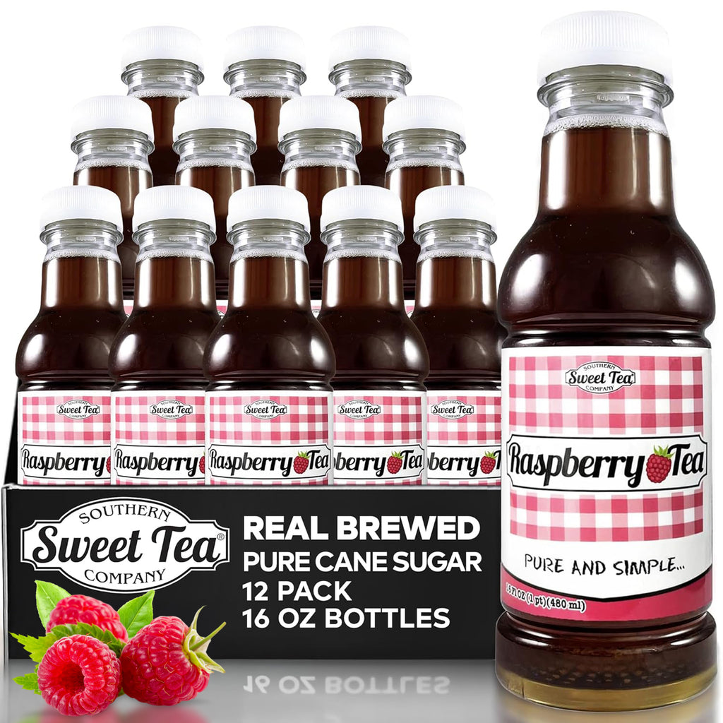 Raspberry Iced Tea - Real Brewed Sweet Tea - 12 Pack (16oz Bottles)